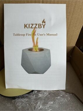 NWT Kizzby Concrete Tabletop Fire Pit Bowl Mini Smores Maker